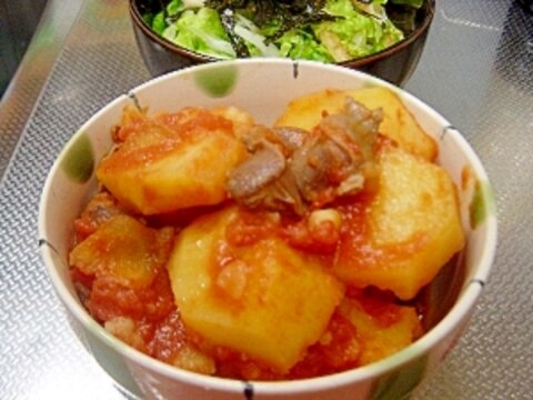 砂ギモとじゃが芋の韓国風トマト煮